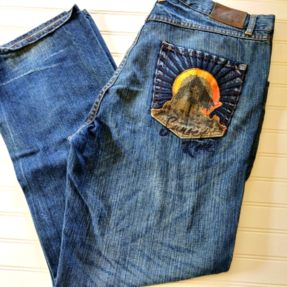 LRG Lifted Research Group 40X33 Baggy Jeans Sunset Rock